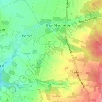Mapa topográfico Ohlenbüttel, altitud, relieve