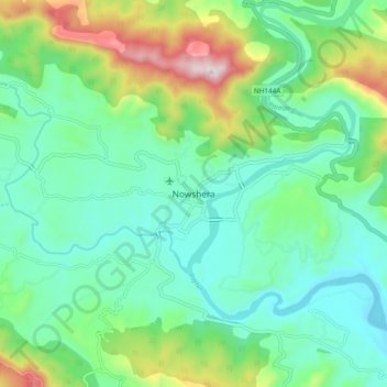 Mapa topográfico Nowshera, altitud, relieve