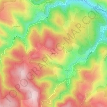 Mapa topográfico Piéfaud, altitud, relieve
