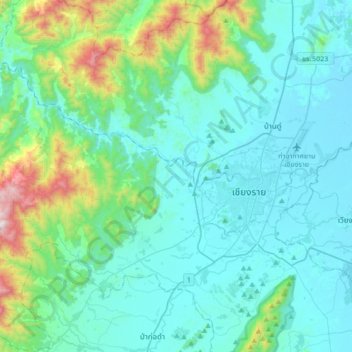 Mapa topográfico Doi Hang, altitud, relieve