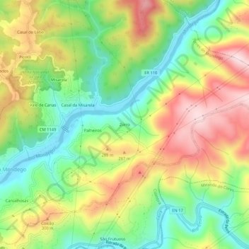 Mapa topográfico Zorro, altitud, relieve