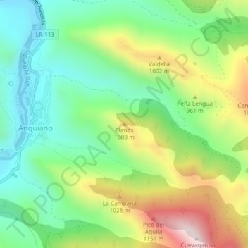 Mapa topográfico Planos, altitud, relieve