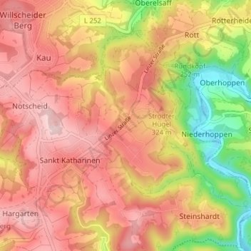 Mapa topográfico Strödt, altitud, relieve