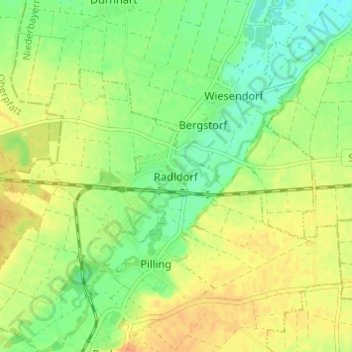 Mapa topográfico Radldorf, altitud, relieve
