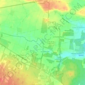 Mapa topográfico Saint-Hilaire, altitud, relieve