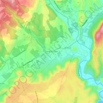 Mapa topográfico Prends-Toi Garde, altitud, relieve