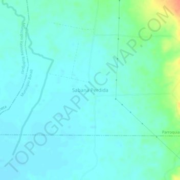 Mapa topográfico Sabana Perdida, altitud, relieve