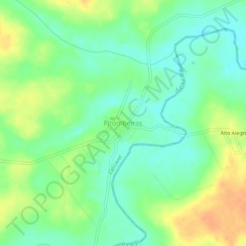 Mapa topográfico Pitombeiras, altitud, relieve