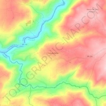 Mapa topográfico Fiais da Beira, altitud, relieve