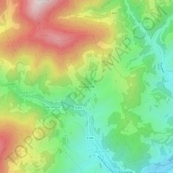 Mapa topográfico Ribeaugoutte, altitud, relieve