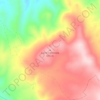 Mapa topográfico Cerro Centinela, altitud, relieve