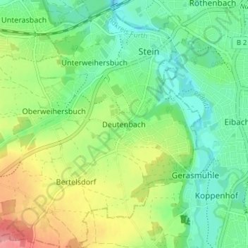 Mapa topográfico Deutenbach, altitud, relieve