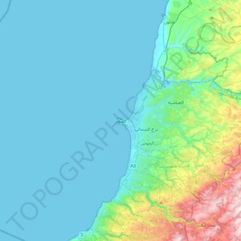Mapa topográfico Tyre, altitud, relieve