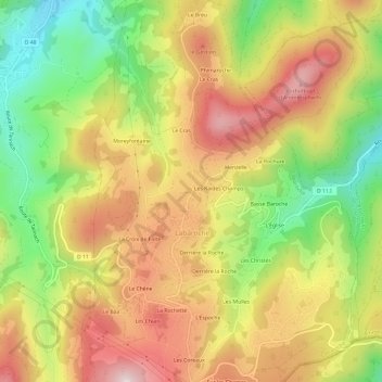 Mapa topográfico La Chapelle, altitud, relieve
