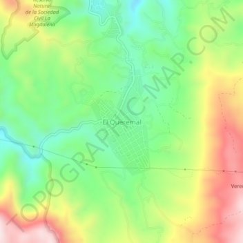 Mapa topográfico El Queremal, altitud, relieve