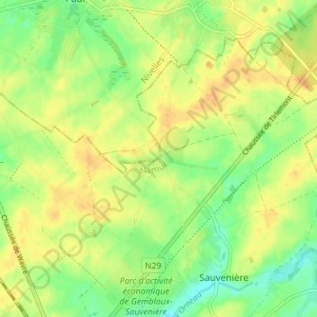 Mapa topográfico Baudecet, altitud, relieve