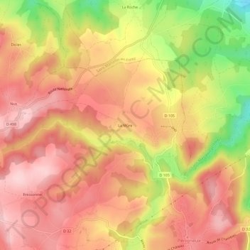 Mapa topográfico La Mûre, altitud, relieve