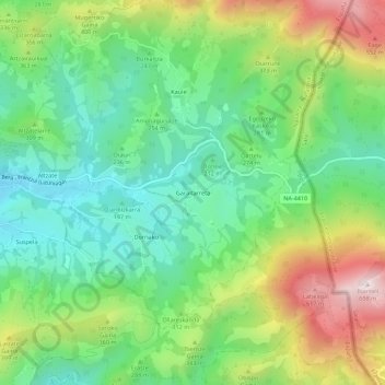 Mapa topográfico Garaitarreta, altitud, relieve