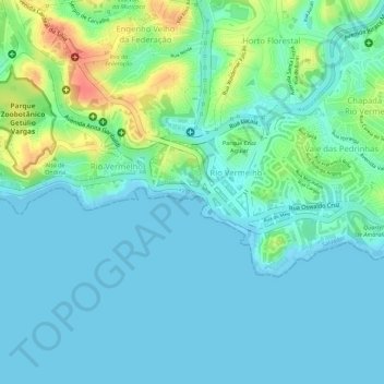 Mapa topográfico OCA Drones HP Rio Vermelho, altitud, relieve