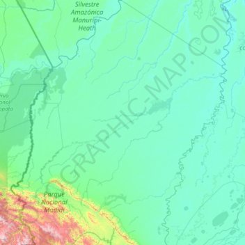 Mapa topográfico Municipio Ixiamas, altitud, relieve