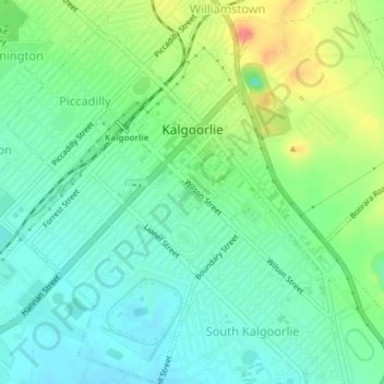 Mapa topográfico Kalgoorlie, altitud, relieve