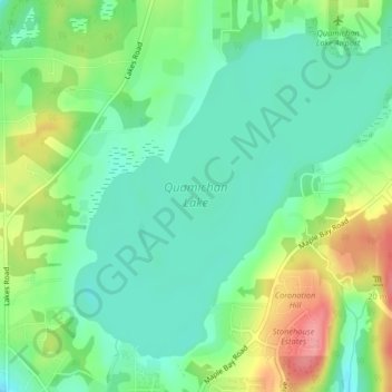 Mapa topográfico Quamichan Lake, altitud, relieve