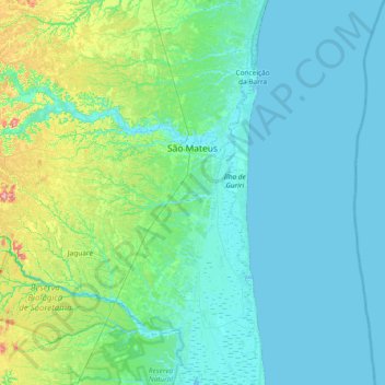Mapa topográfico São Mateus, altitud, relieve