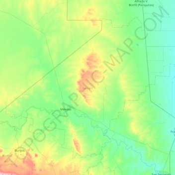 Mapa topográfico Méndez, altitud, relieve