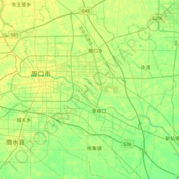 Mapa topográfico Chuanhui District, altitud, relieve