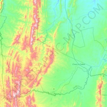 Mapa topográfico Municipio Cuevo, altitud, relieve