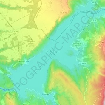 Mapa topográfico Lac de Sainte-Croix, altitud, relieve
