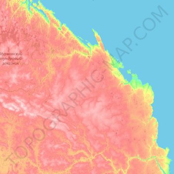 Mapa topográfico ЗАТО Островной, altitud, relieve