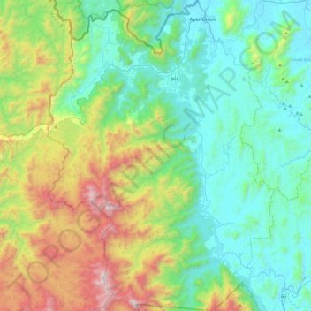 Mapa topográfico Jeli, altitud, relieve