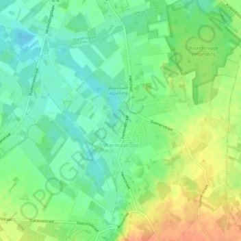 Mapa topográfico Vliermaalroot, altitud, relieve