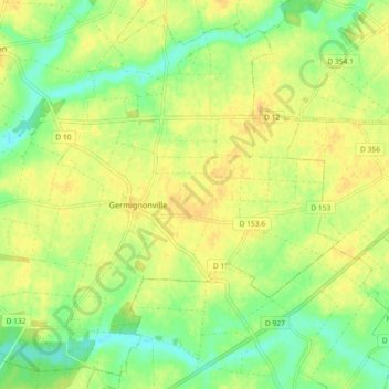 Mapa topográfico Germignonville, altitud, relieve
