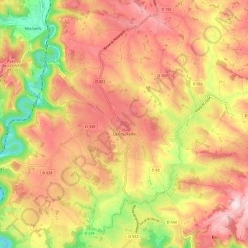 Mapa topográfico La Fouillade, altitud, relieve