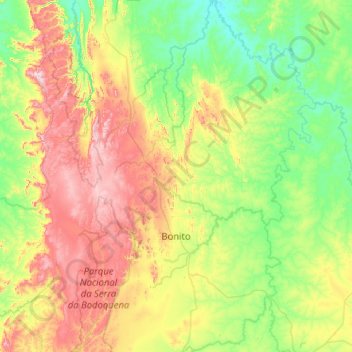 Mapa topográfico Bonito, altitud, relieve