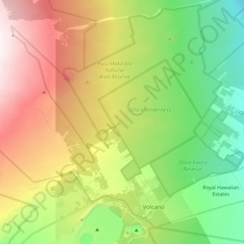 Mapa topográfico Volcano, altitud, relieve
