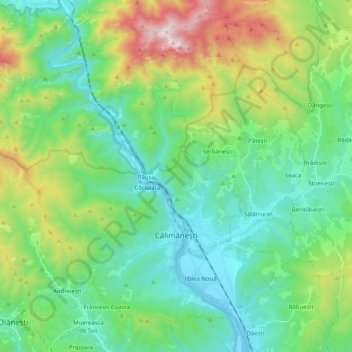 Mapa topográfico Călimănești, altitud, relieve