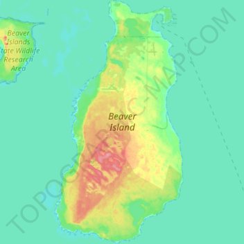 Mapa topográfico Beaver Island, altitud, relieve