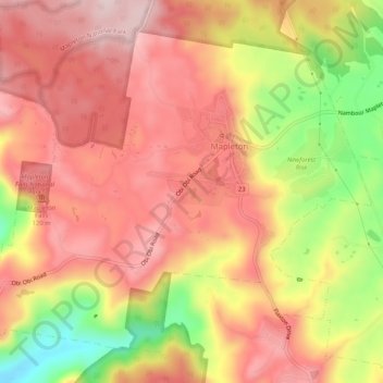 Mapa topográfico Mapleton, altitud, relieve