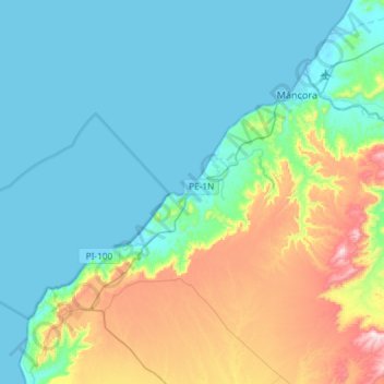 Mapa topográfico Los Órganos, altitud, relieve