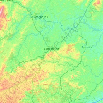 Mapa topográfico Leopoldina, altitud, relieve
