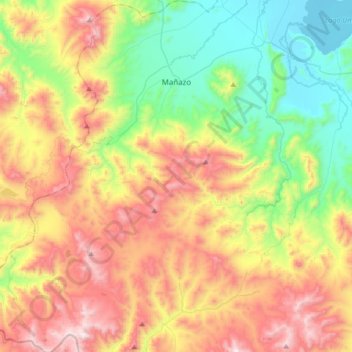 Mapa topográfico Mañazo, altitud, relieve