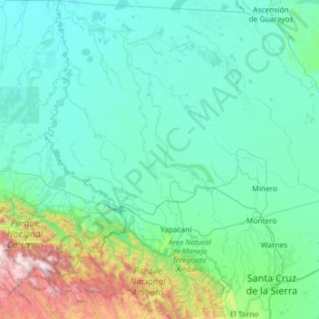 Mapa topográfico Provincia Ichilo, altitud, relieve