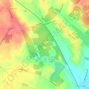 Mapa topográfico Bagworth Heath Woods, altitud, relieve