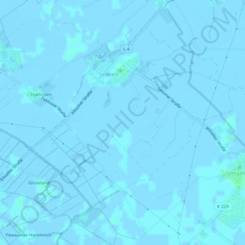 Mapa topográfico Jennelt, altitud, relieve