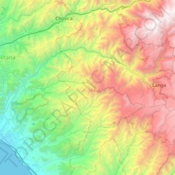 Mapa topográfico Río Lurín, altitud, relieve