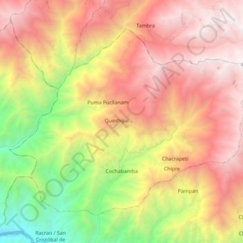 Mapa topográfico Cochabamba, altitud, relieve