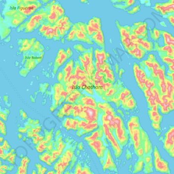Mapa topográfico Isla Chatham, altitud, relieve